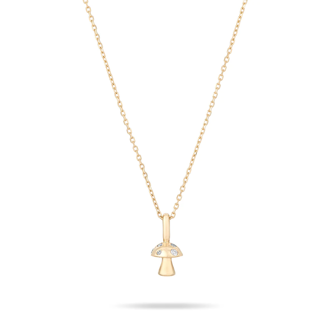 Adina - Enchanted Diamond Mushroom Necklace in Y14