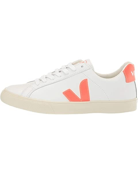 Veja Sneakers - Esplar Logo Leather Extra White Orange Fluo