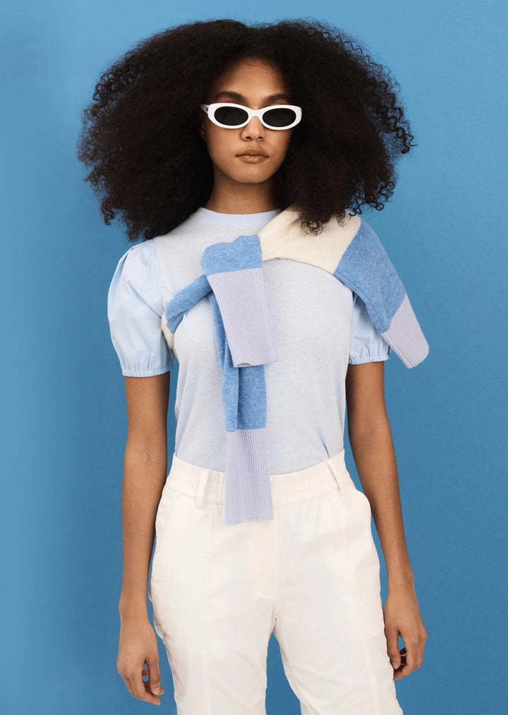 Derek Lam 10 Crosby - Eva Puff Sleeve Tee in Pale Blue