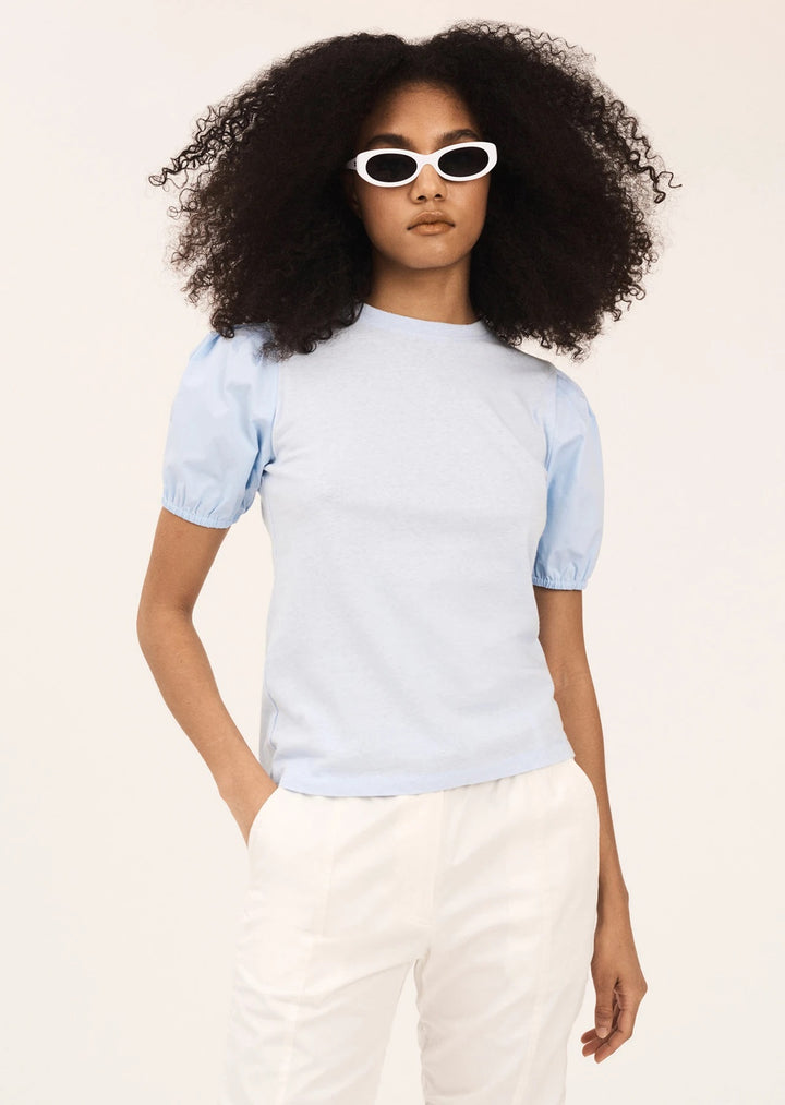 Derek Lam 10 Crosby - Eva Puff Sleeve Tee in Pale Blue
