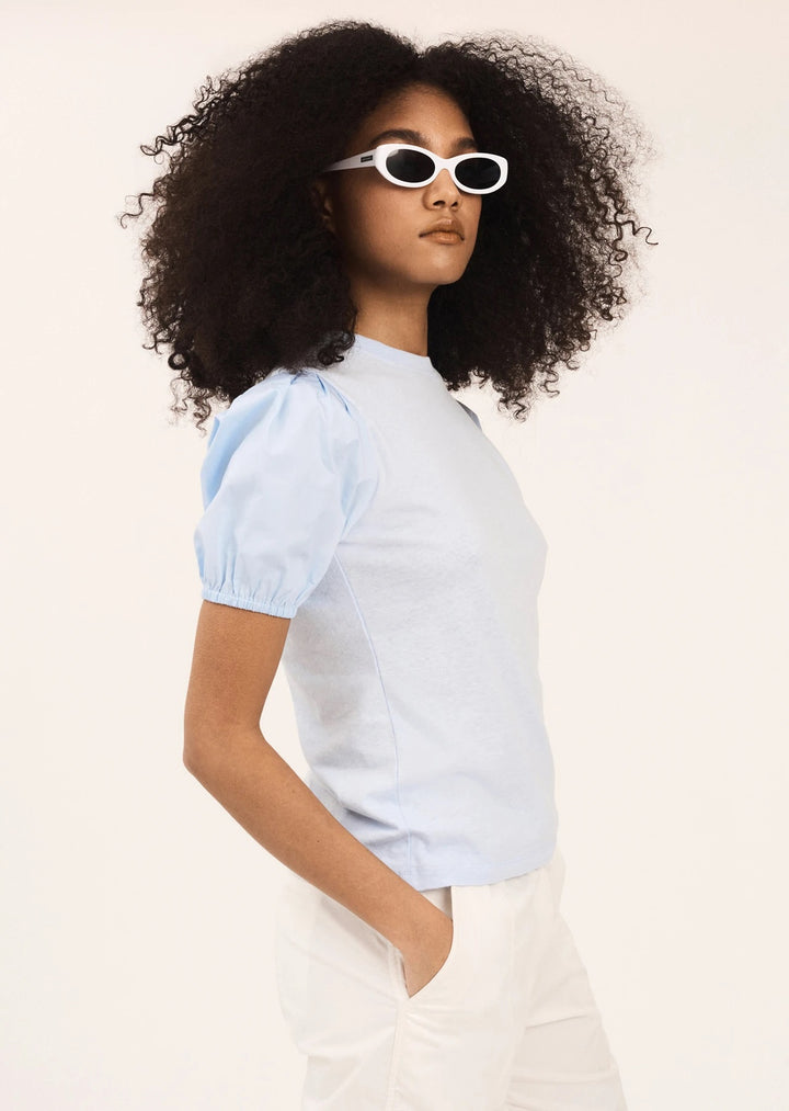 Derek Lam 10 Crosby - Eva Puff Sleeve Tee in Pale Blue