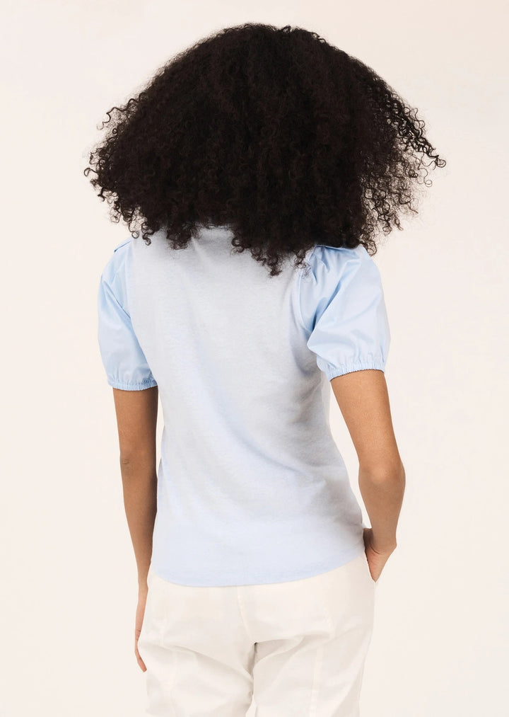 Derek Lam 10 Crosby - Eva Puff Sleeve Tee in Pale Blue