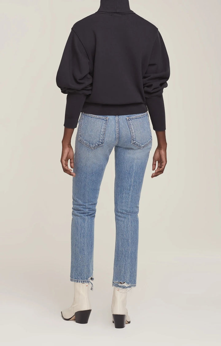 AGoldE - Extended Rib Turtleneck Sweatshirt in Black