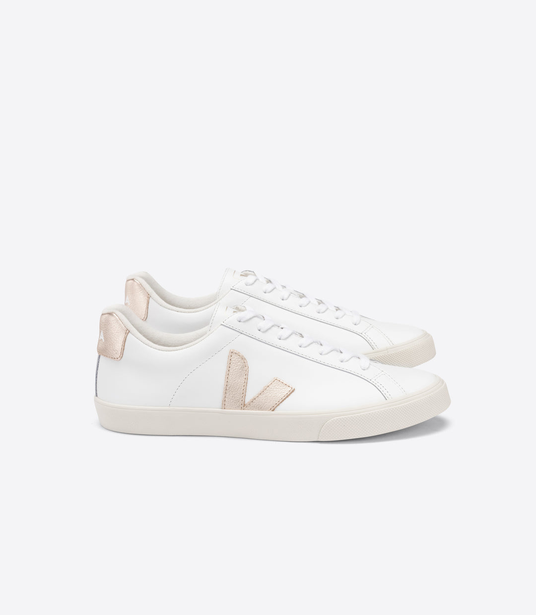 Veja - Esplar Logo Leather Sneakers in Extra-White Platine