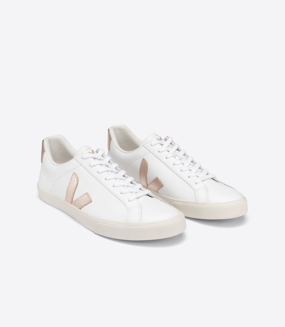 Veja - Esplar Logo Leather Sneakers in Extra-White Platine