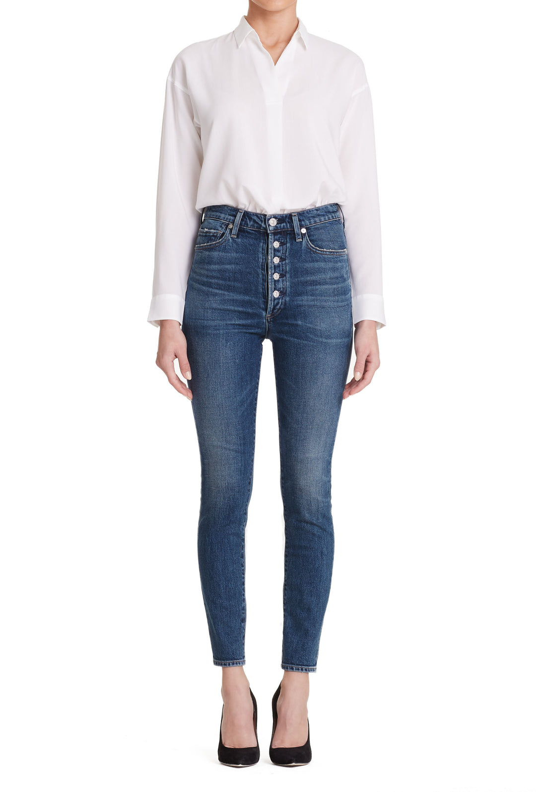 Citizens of Humanity - Olivia Exposed Fly High-Rise Slim Ankle Jeans in Circa wash