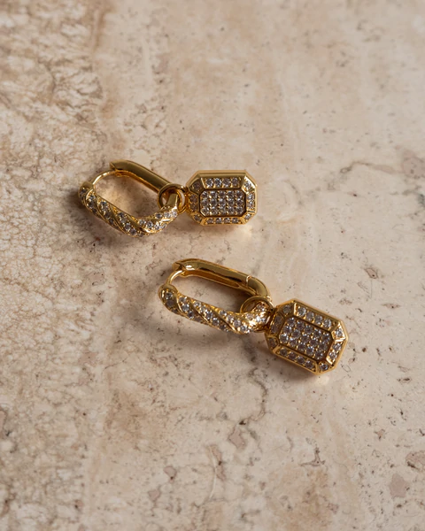 Luv AJ - Faceted Diamond Huggies in Gold