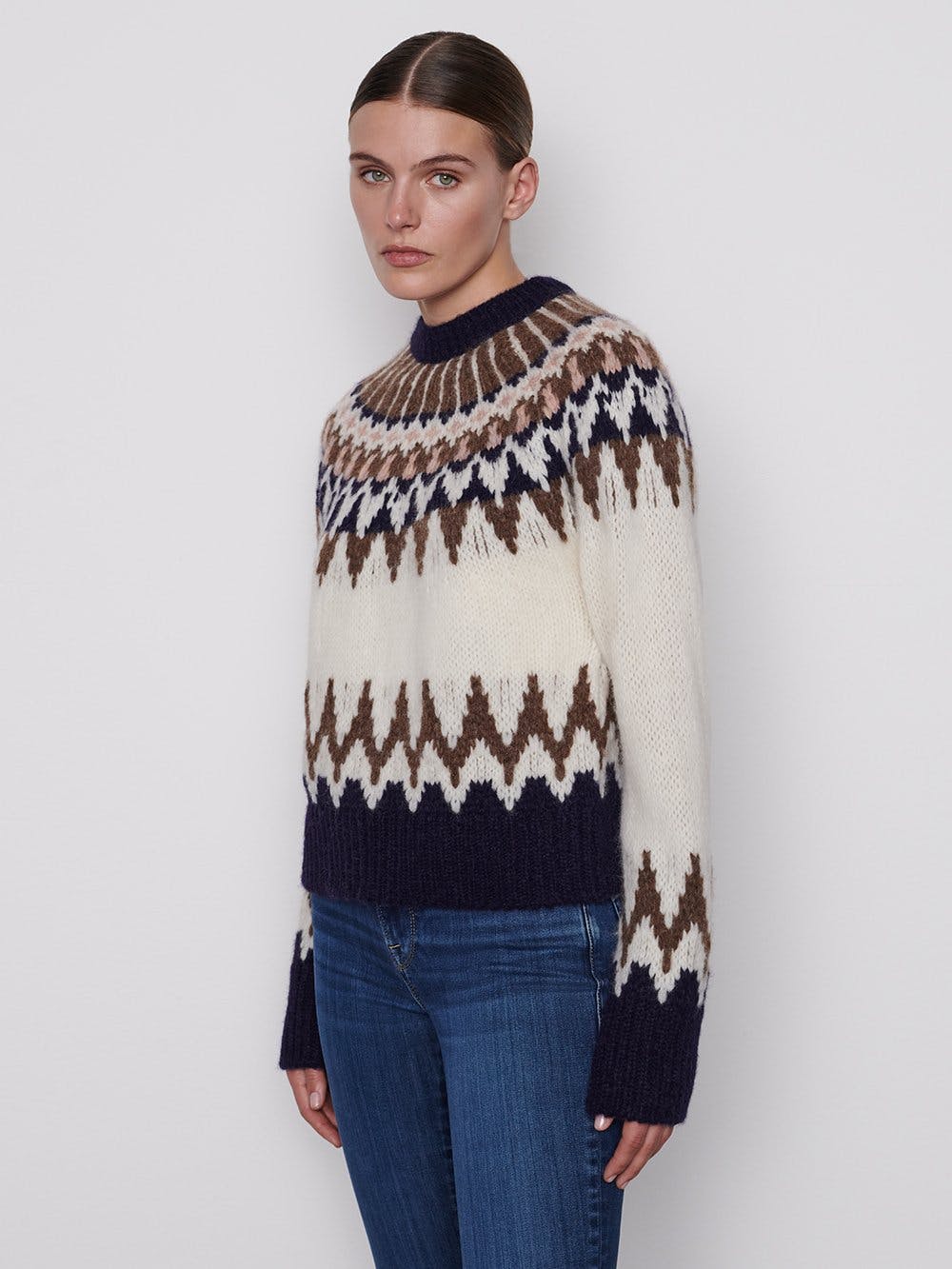 Frame - Fairisle Crew Sweater in Navy Multi