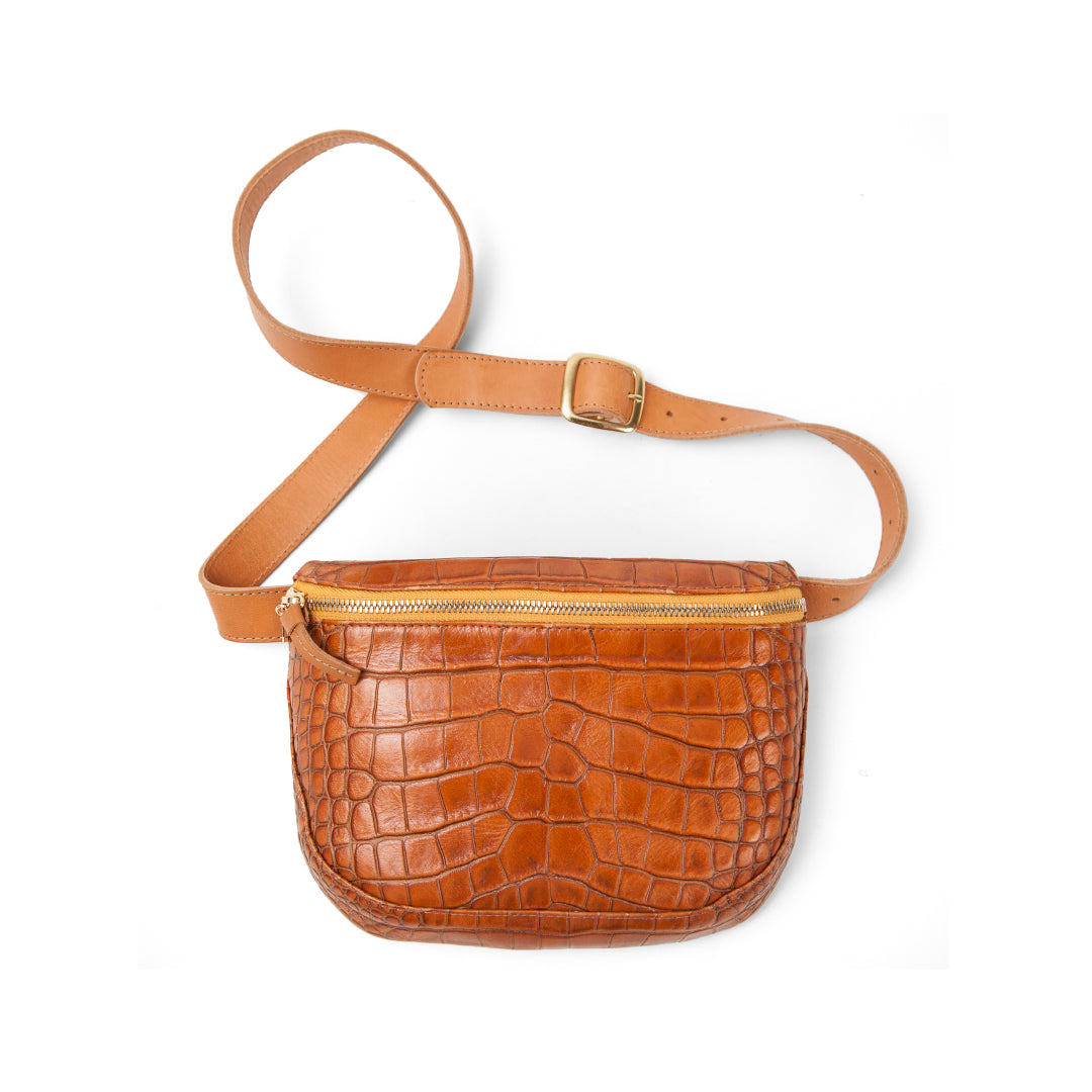 Clare V. Embossed Leather Printed Crossbody Bag - Neutrals