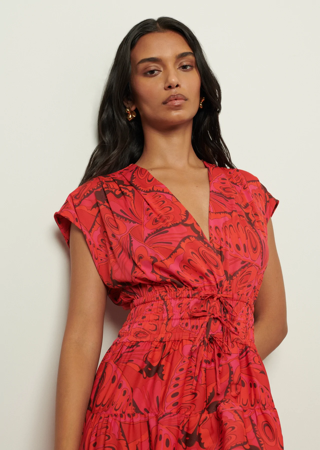 derek lam 10 crosby red dress Square Neckline Midi Length Dress
