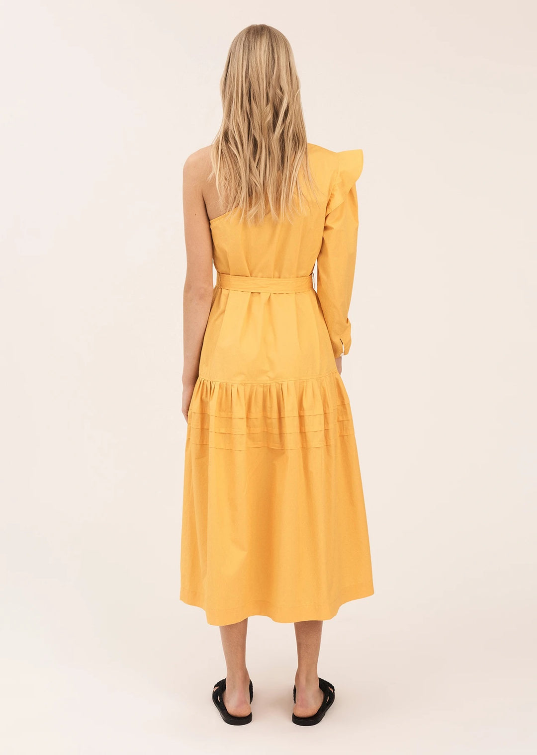 Derek Lam 10 Crosby - Finley One Shoulder Midi Dress in Orange