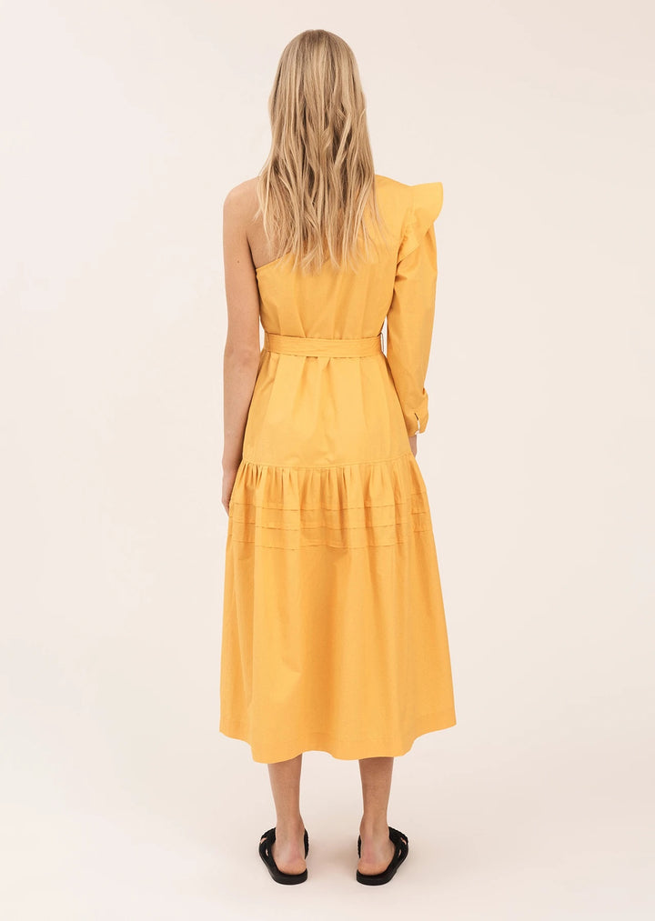 Derek Lam 10 Crosby - Finley One Shoulder Midi Dress in Orange
