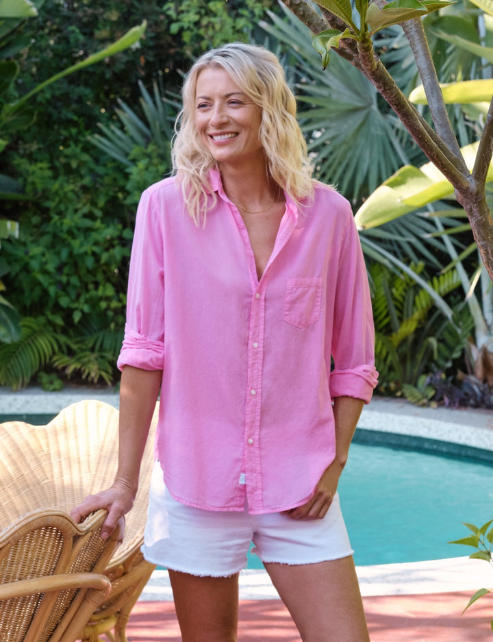 Frank & Eileen - Eileen Woven Button Up in Flamingo Voile