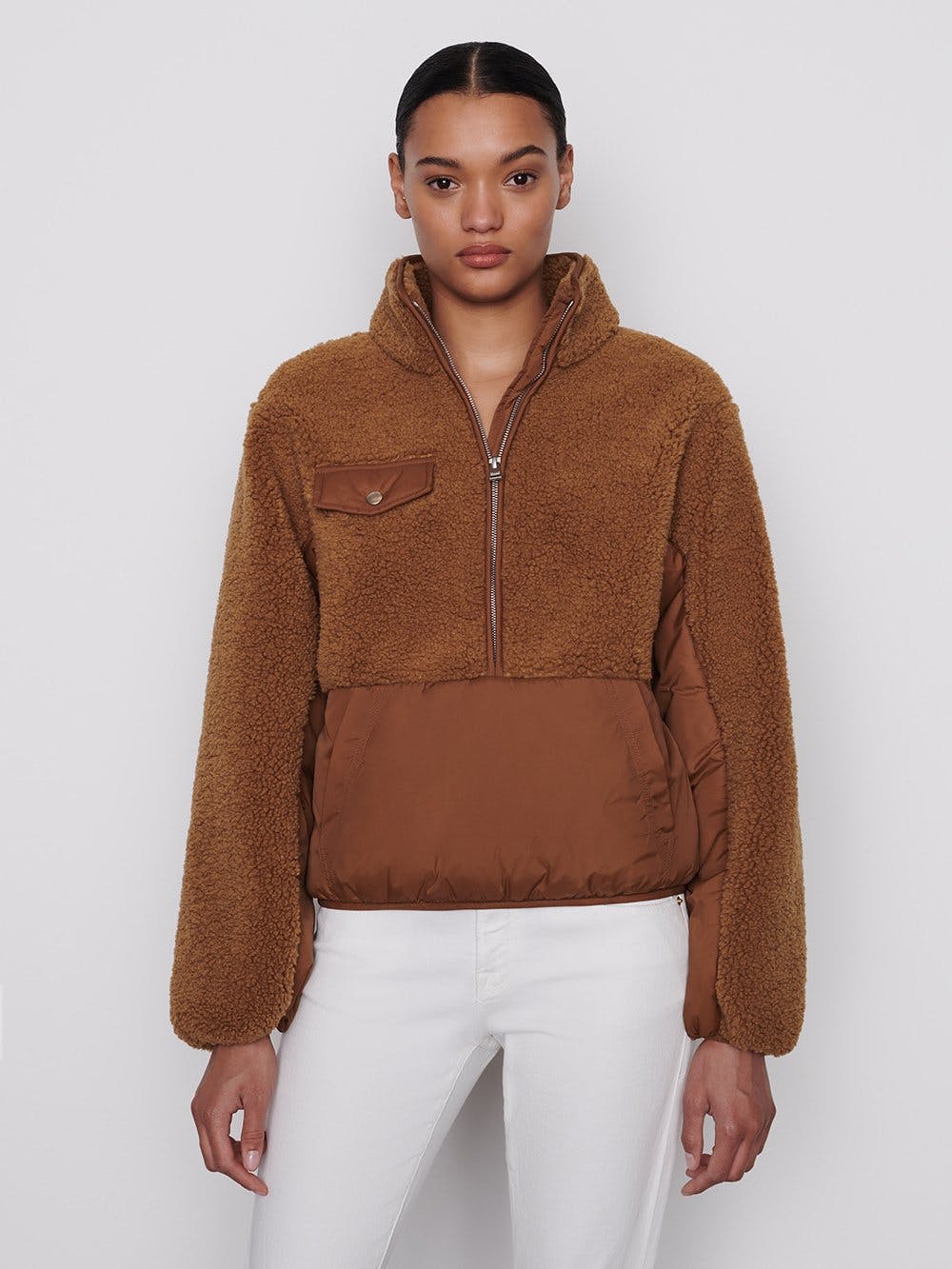 Frame - Fleece Mix Pullover in Vicuna Jacket