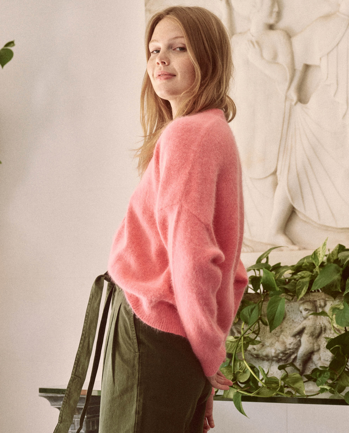 The Great - The Fluffy Slouch Cardigan in Cherry Blossom