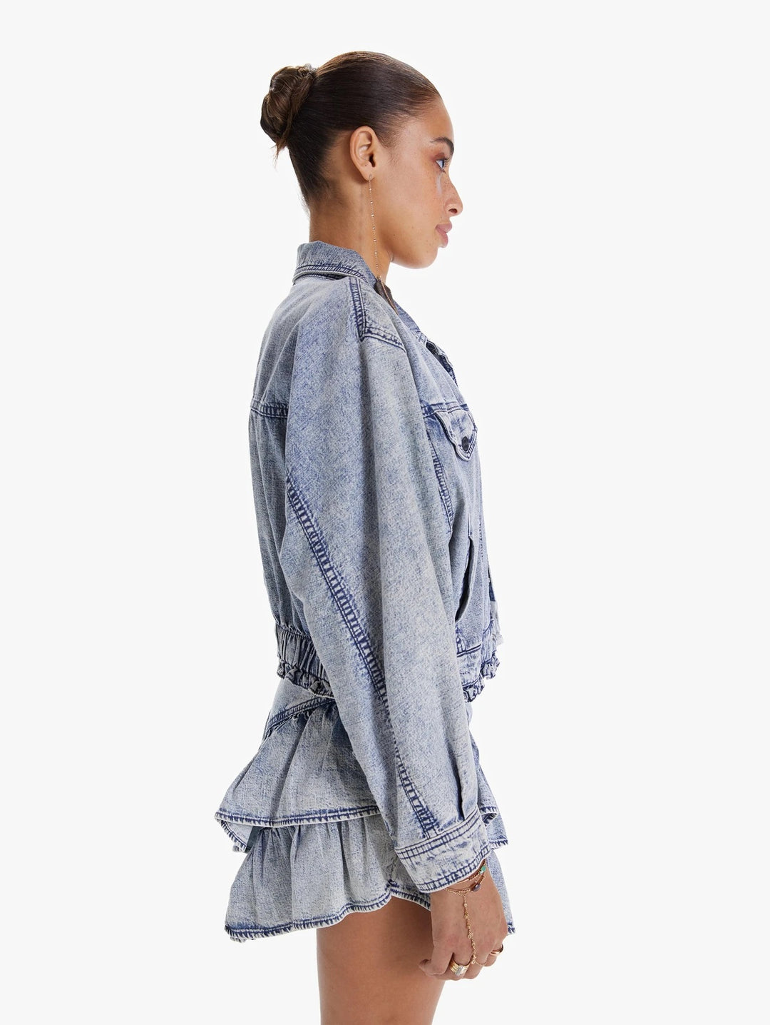 Mother - The Fly Away Ruffle Jacket in Threading the Needle