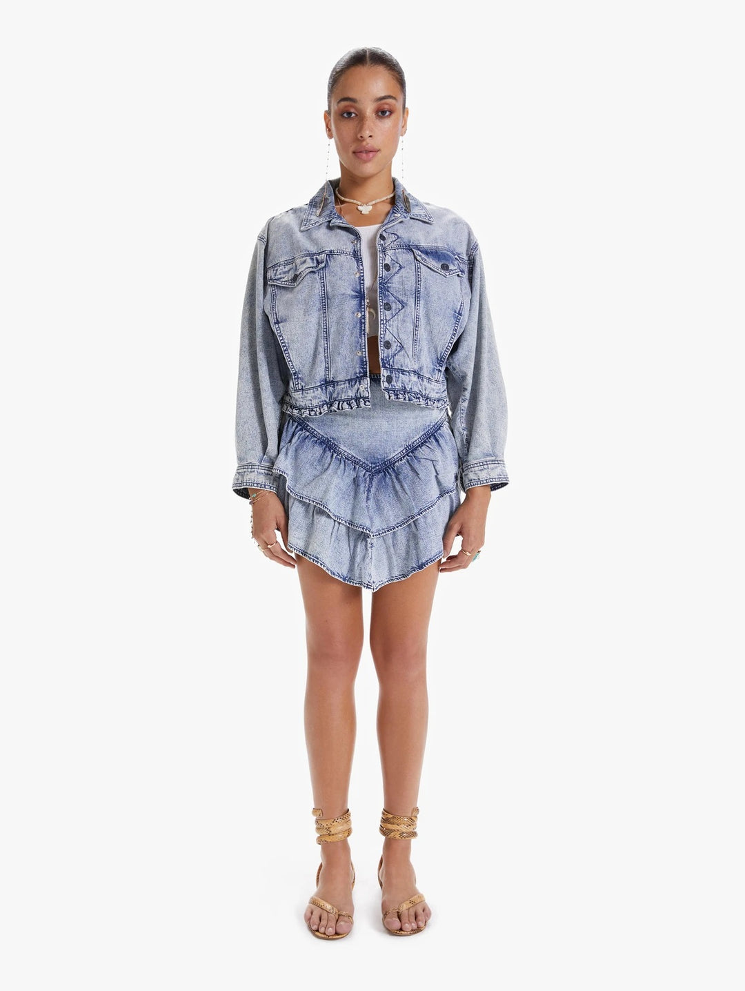 Mother - The Fly Away Ruffle Jacket in Threading the Needle