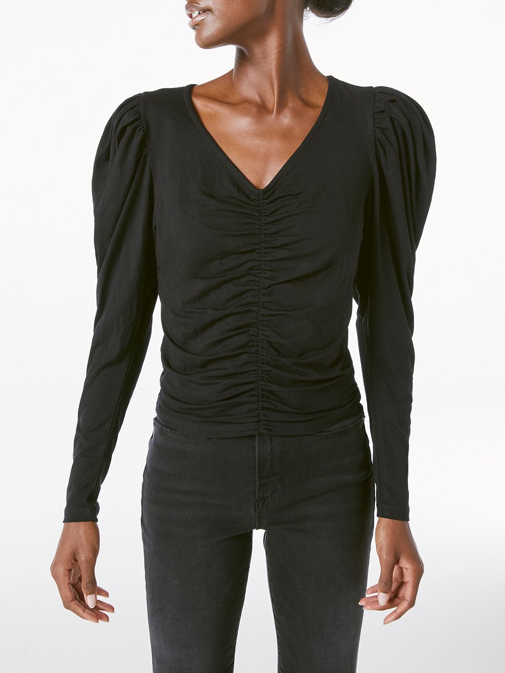 Frame - Agnes Knit Top in Noir Tops