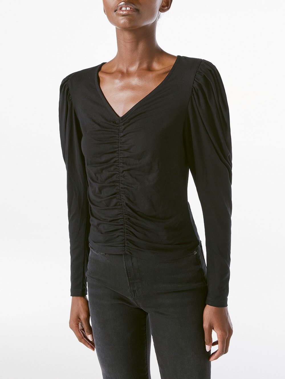 Frame - Agnes Knit Top in Noir Tops