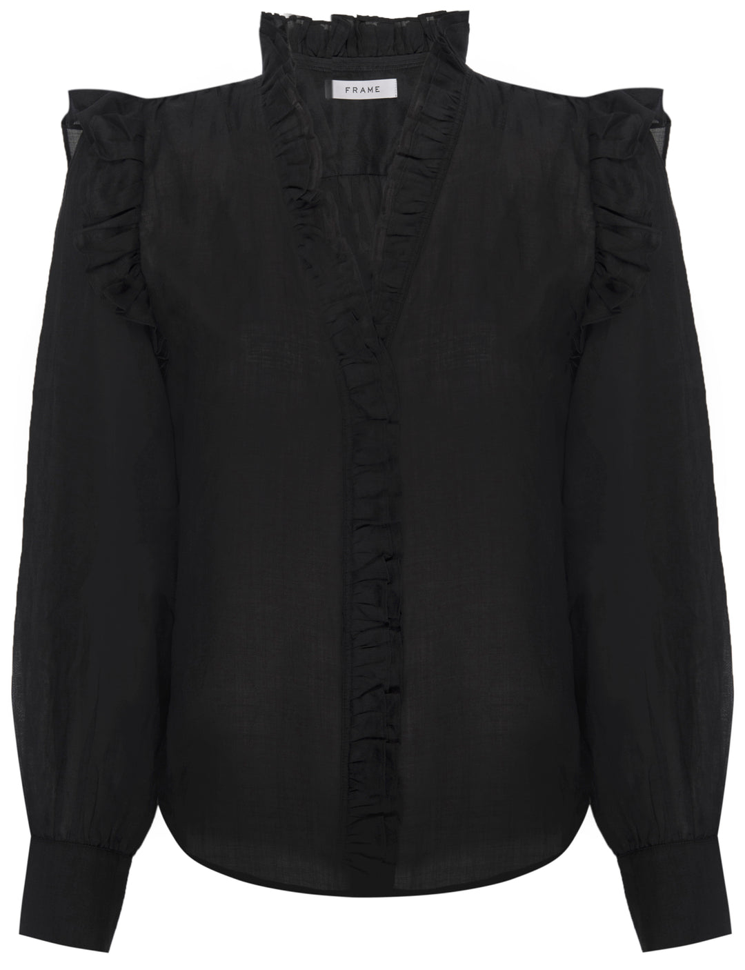 Frame - Lauren L/S Top in Noir Tops