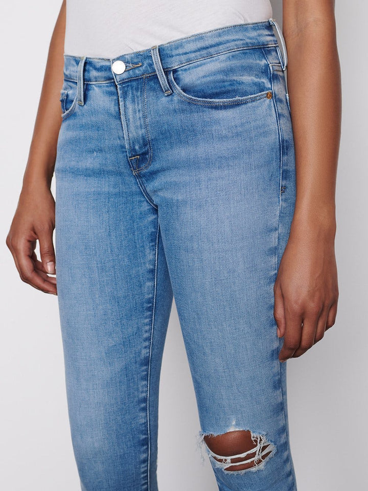 Frame - Le Skinny de Jeanne Degradable in Handcrafted Destruct Denim