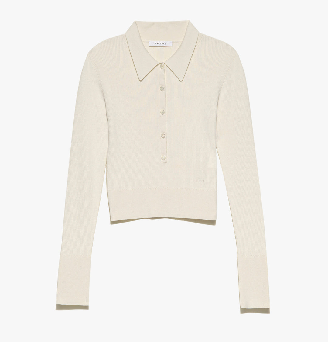 Frame - Shrunken Polo Sweater in Off White Clothing - Sweaters