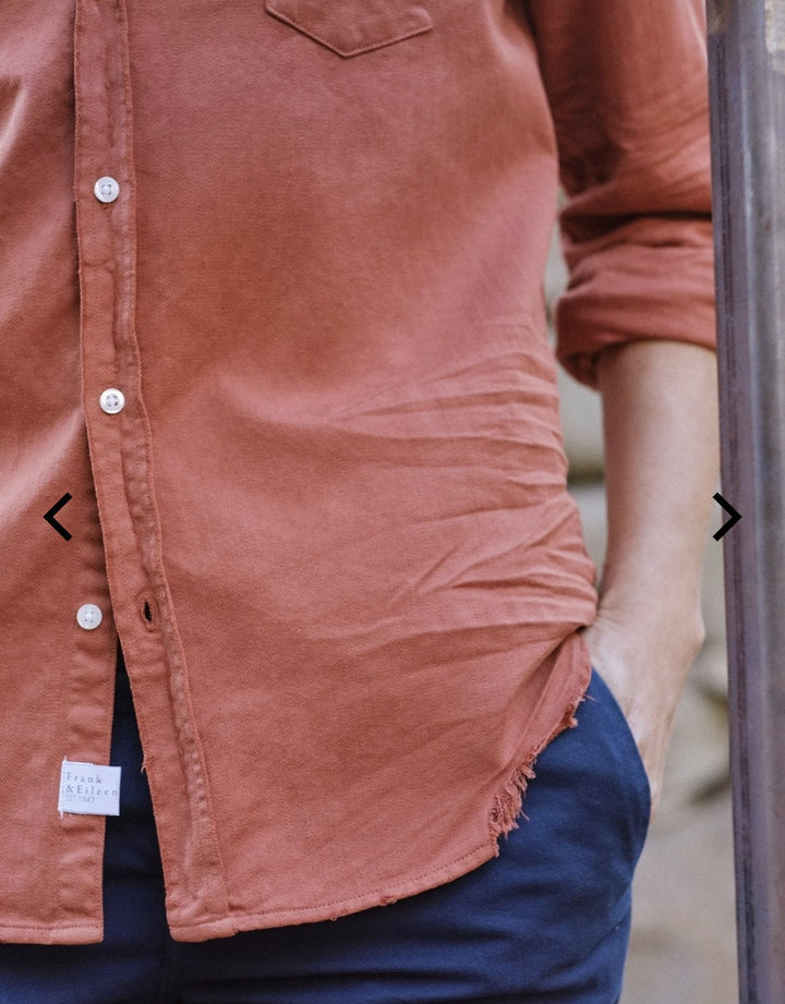 Frank & Eileen - Barry Italian Denim Button Up in Rust Tops