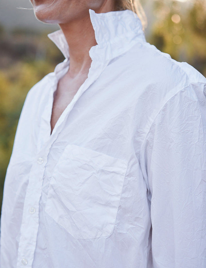 Frank & Eileen - Joedy Woven Button Up in White Crinkle Superfine Tops