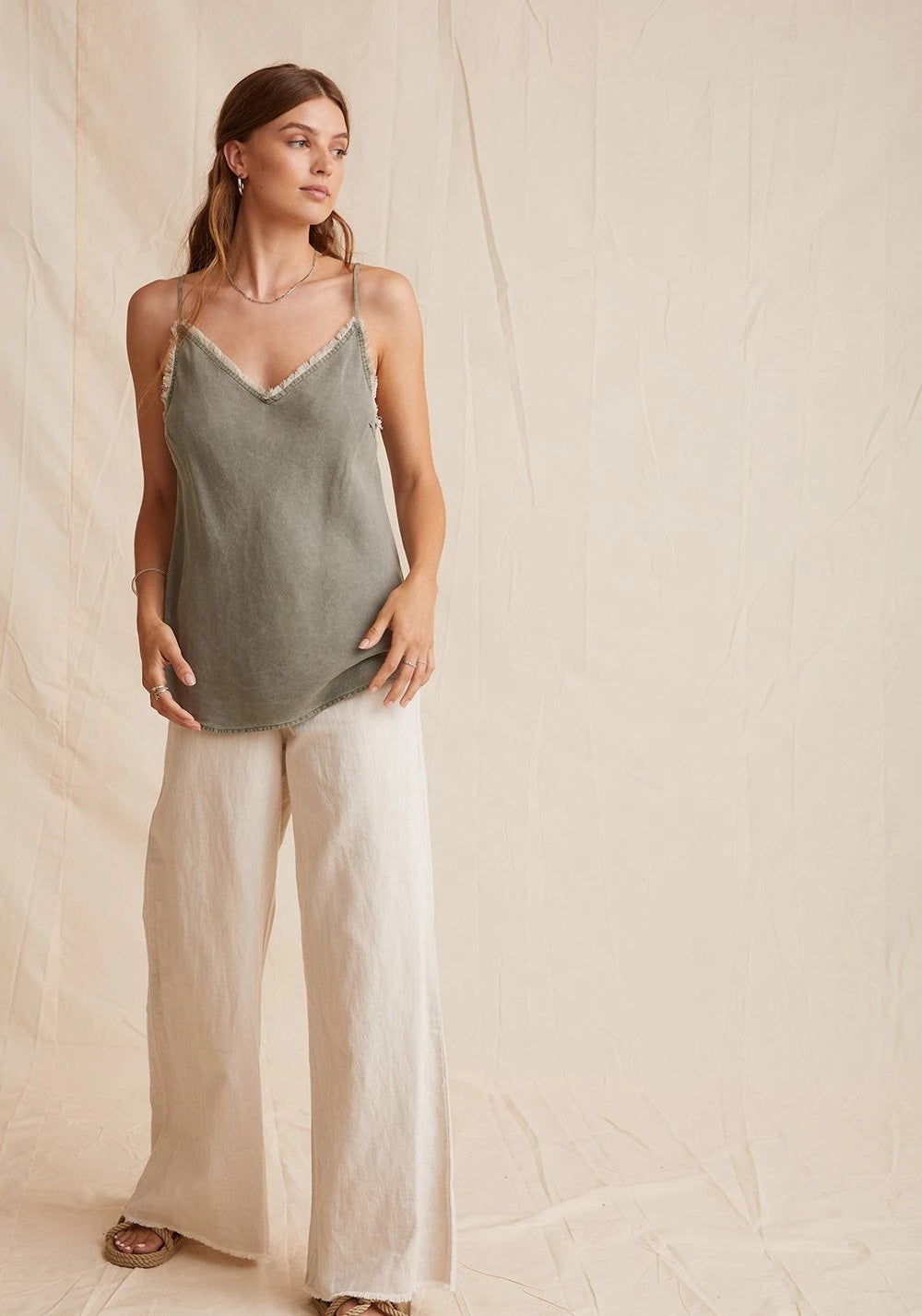 Bella Dahl - Frayed Edge Cami in Soft Army