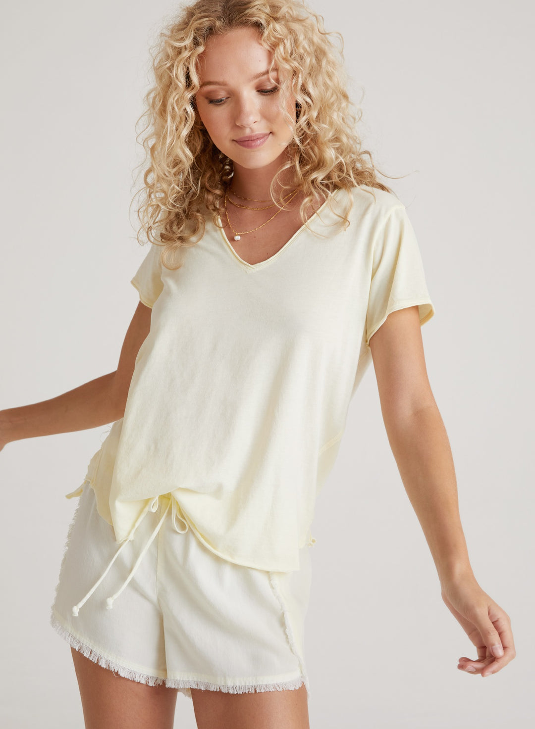 Bella Dahl - Frayed Hem Sporty Short in White