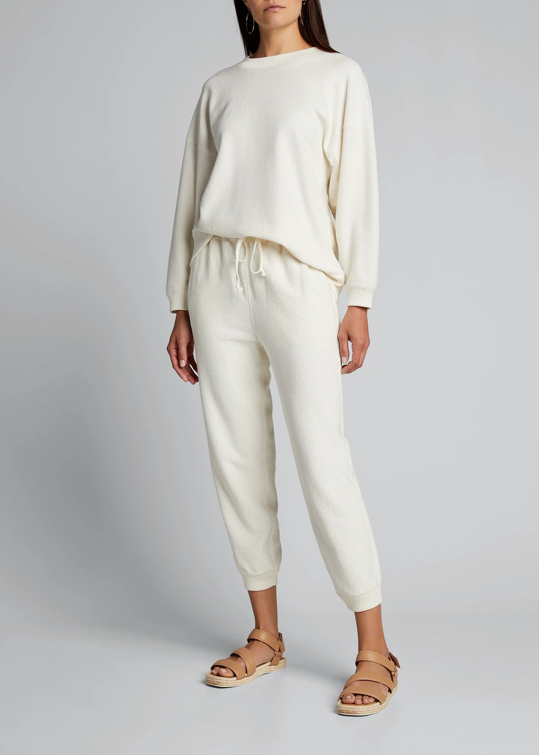 Vince - Ribbed Long Sleeve Pullover in Bone