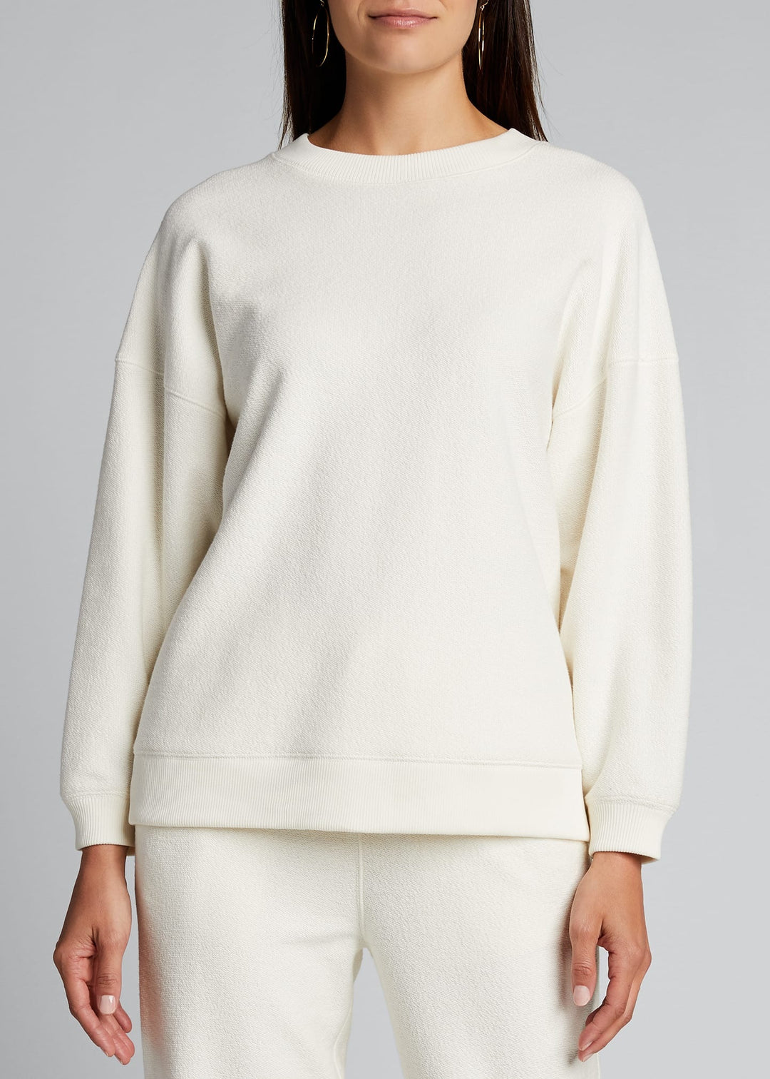 Vince - Ribbed Long Sleeve Pullover in Bone