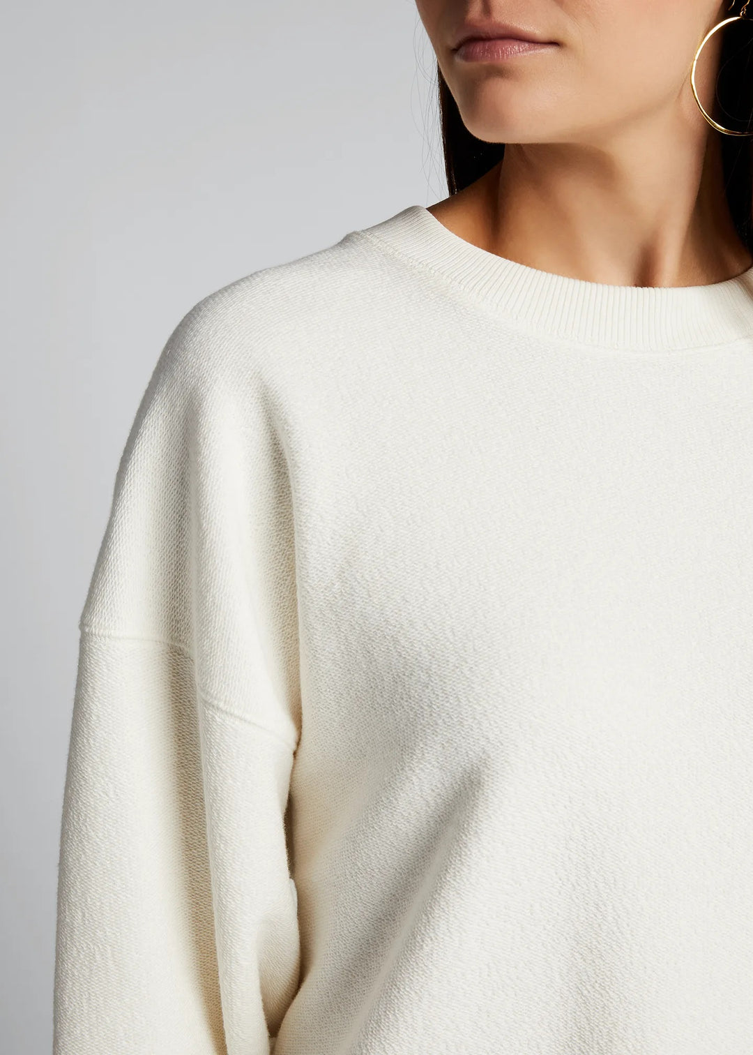 Vince - Ribbed Long Sleeve Pullover in Bone