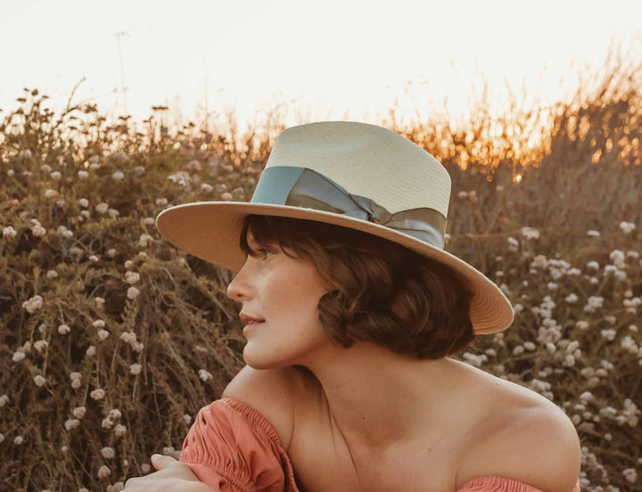Freya - Birch Hat in Natural/Teal Hats