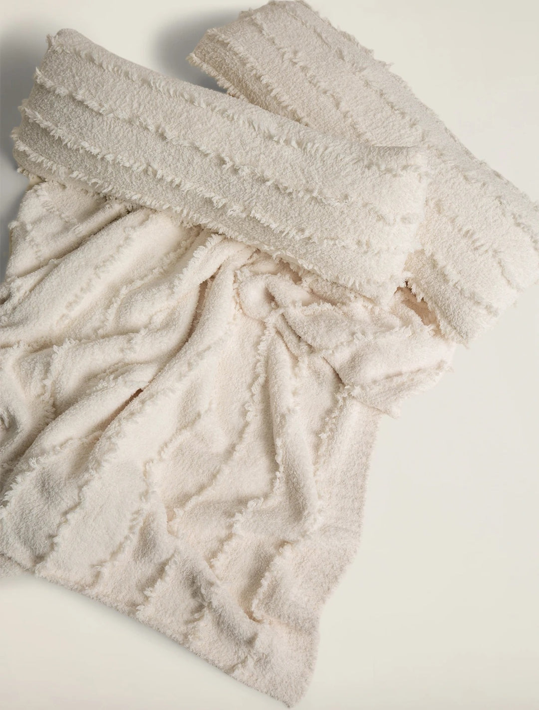 Barefoot Dreams - CozyChic Placed Fringe Blanket 45X in Cream