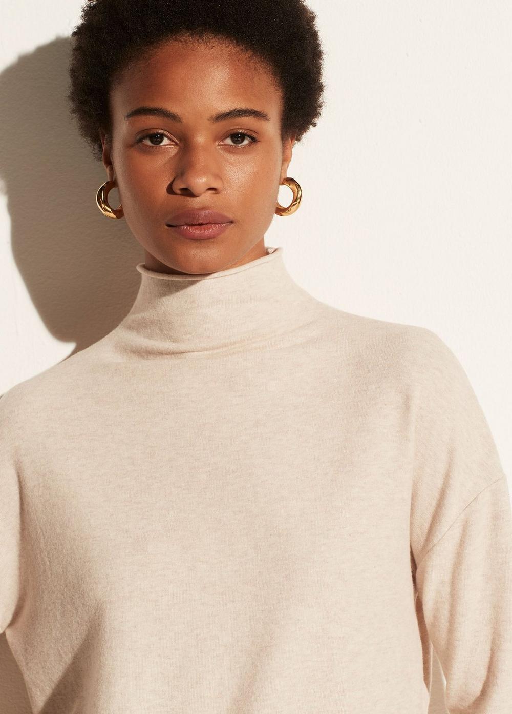 Vince Brushed Funnel Neck Long Sleeve in H Light Oat Blond Genius