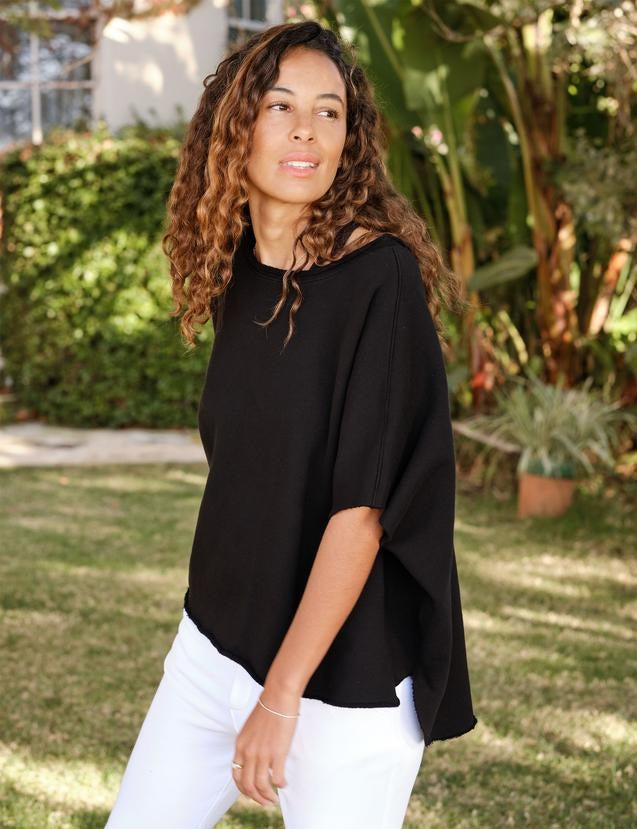 Frank & Eileen - Funnel Neck Capelet in Black