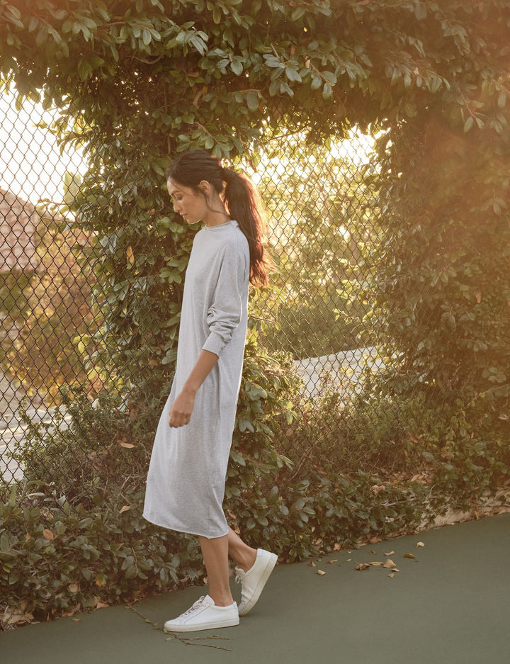 Frank & Eileen - Funnel Neck Dress Essential Jersey in Gray Melange