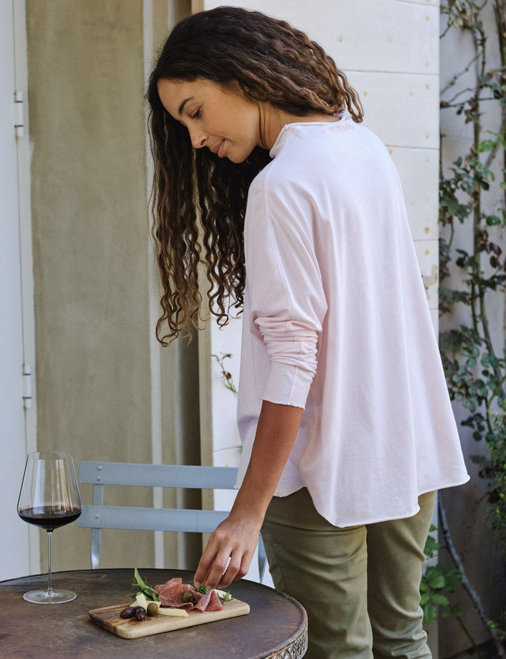 Frank & Eileen - Long Sleeve Funnel Neck T-Shirt in Ballet Slipper