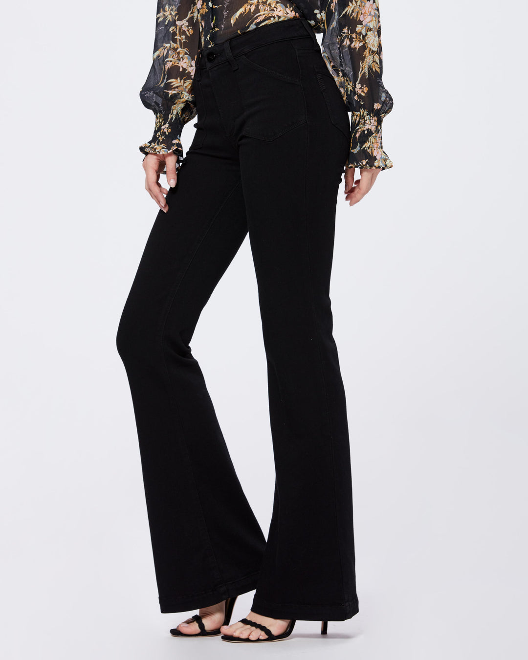 Paige Premium Denim - Genevieve Patch Pockets in Black Shadow