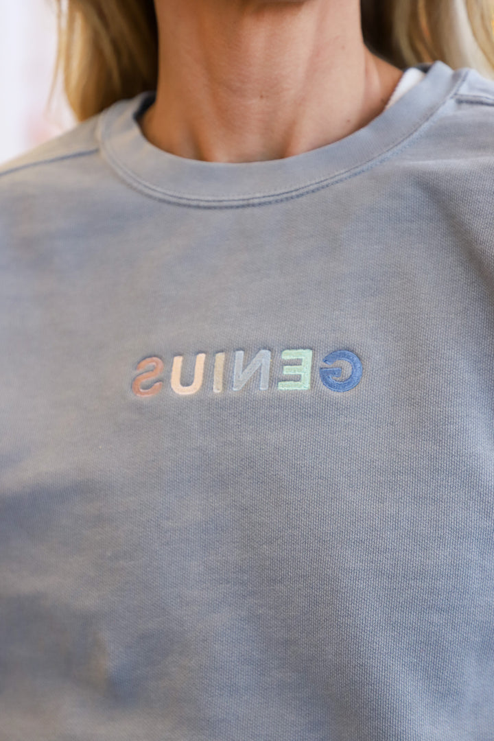 Blond Genius - Genius Embroidered Sweatshirt in Concrete