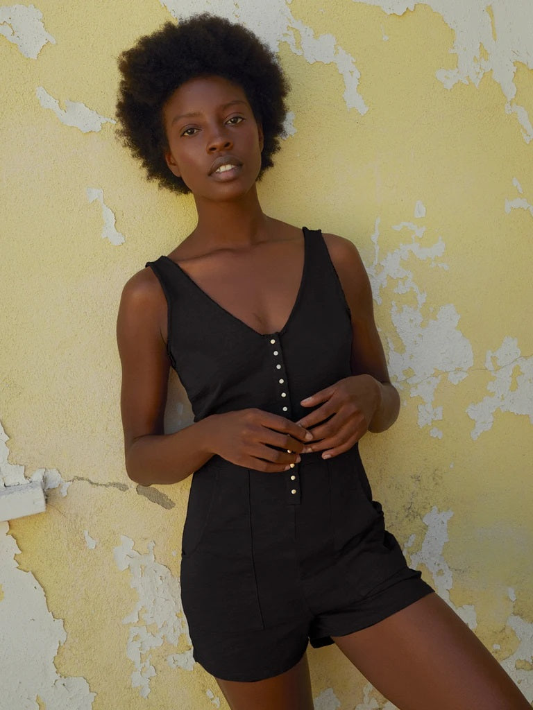 Nation LTD - Gidget Utility Romper in Jet Black