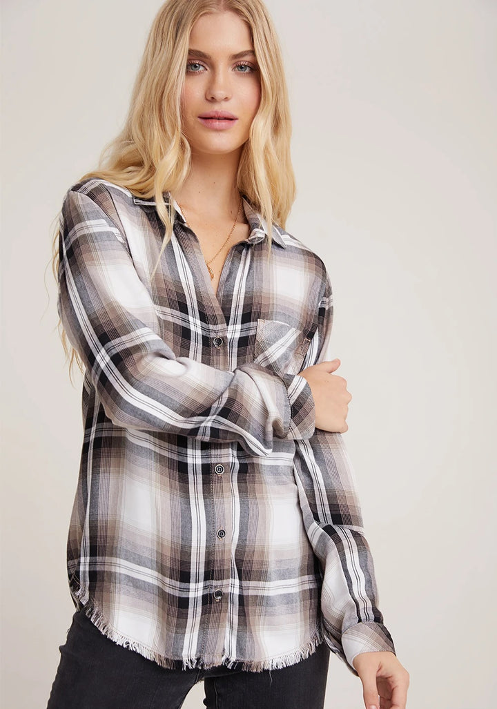 Bella Dahl - Frayed Hem Pocket Button Down Shirt in Golden