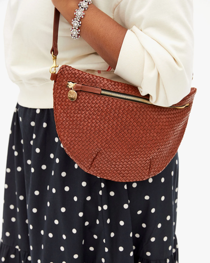 Clare V - Grande Fanny in Toffee Diagonal Woven