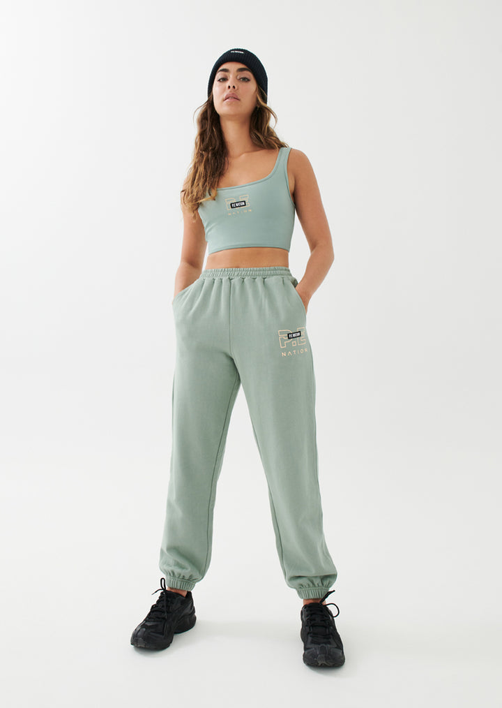 P.E NATION - Grand Stand Track Pant in Iceberg Green