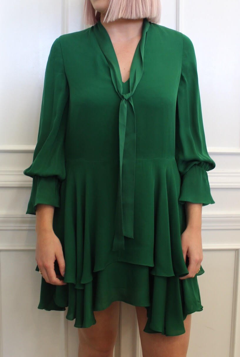 Alice + Olivia - Moore Tiered Silk Tunic Dress