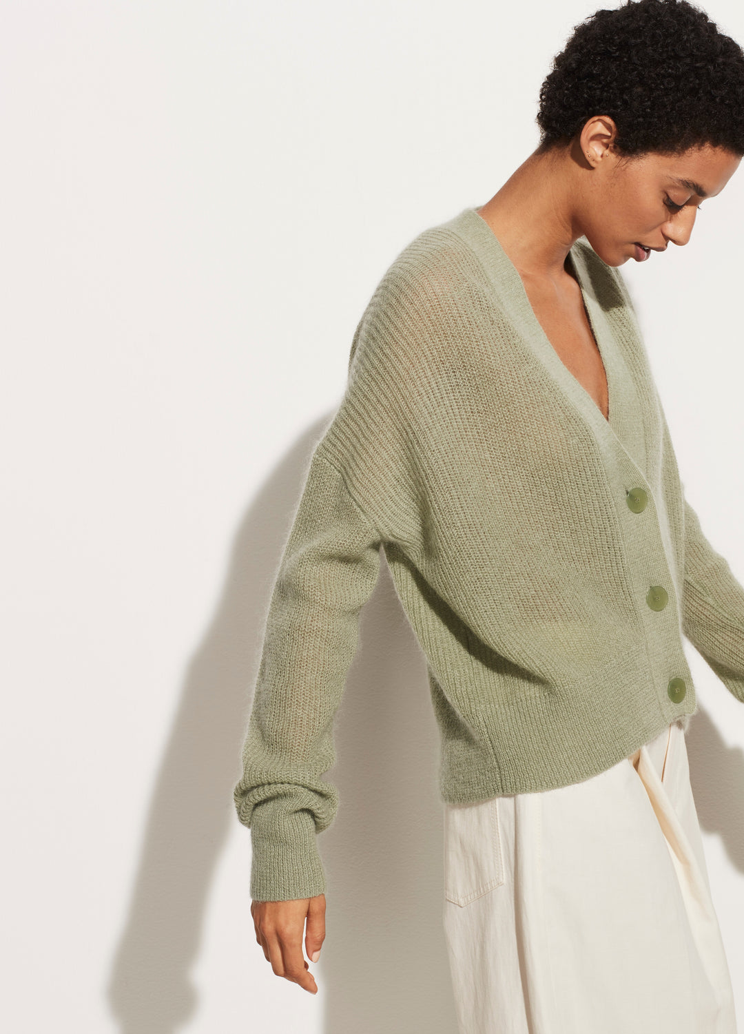 Vince - Open Stitch Cardigan in Jade