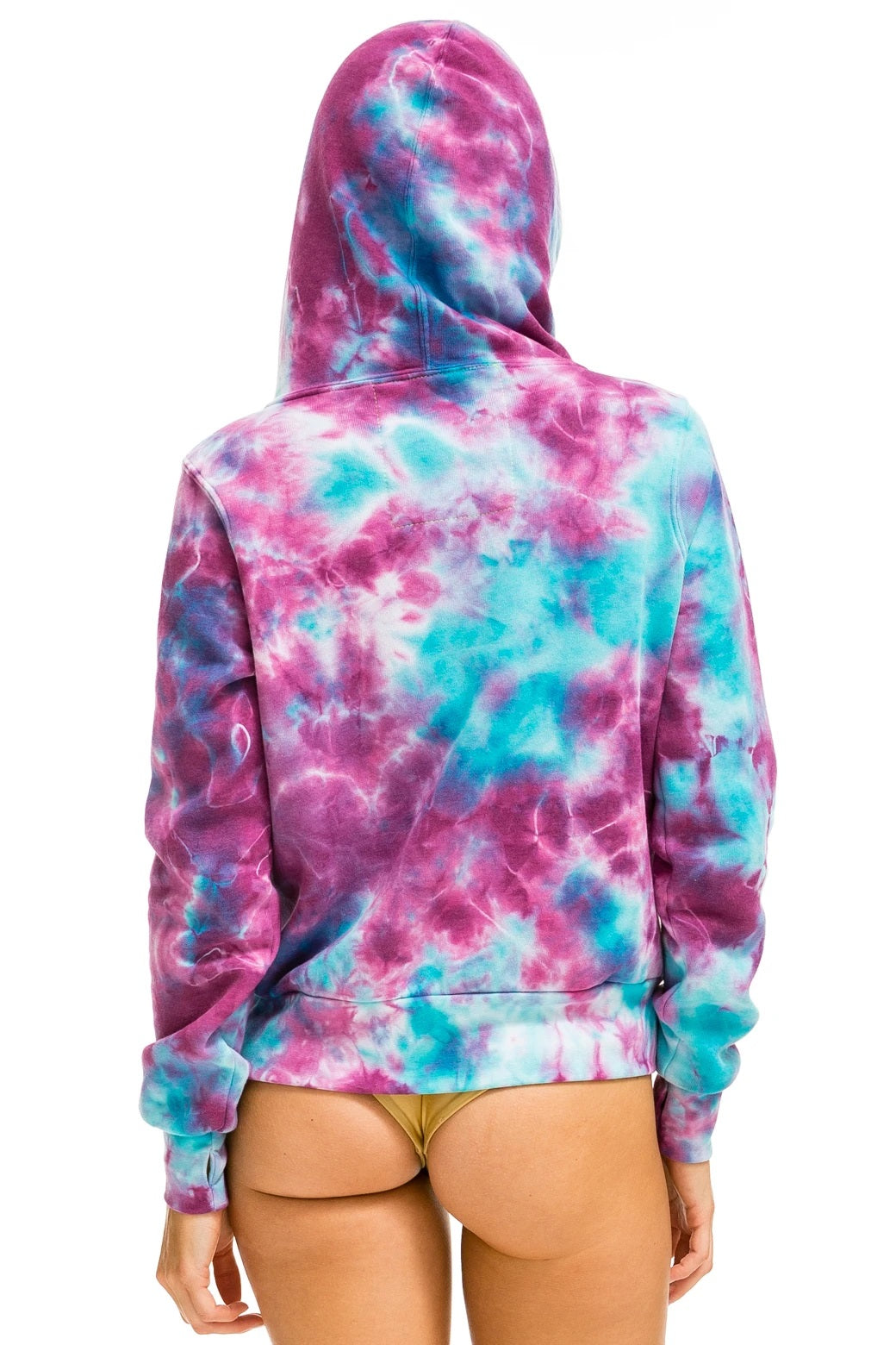 Aviator Nation - Hand Dyed Ninja Pullover Hoodie in Tie Dye Turquoise