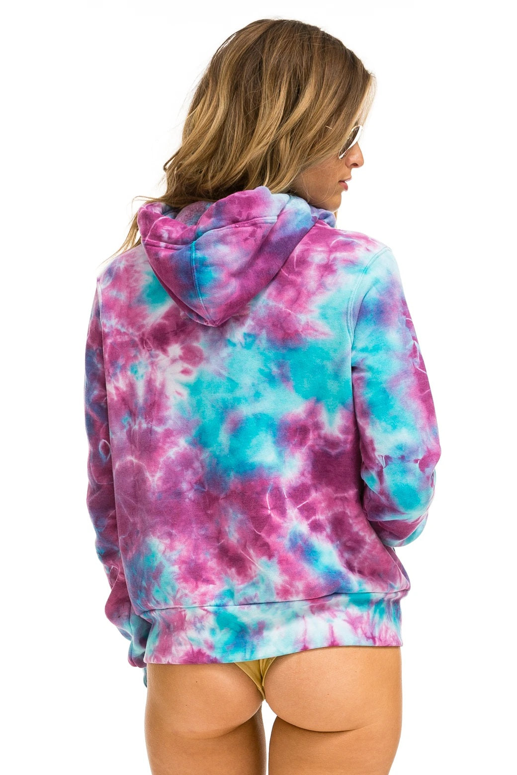 Aviator Nation - Hand Dyed Ninja Pullover Hoodie in Tie Dye Turquoise