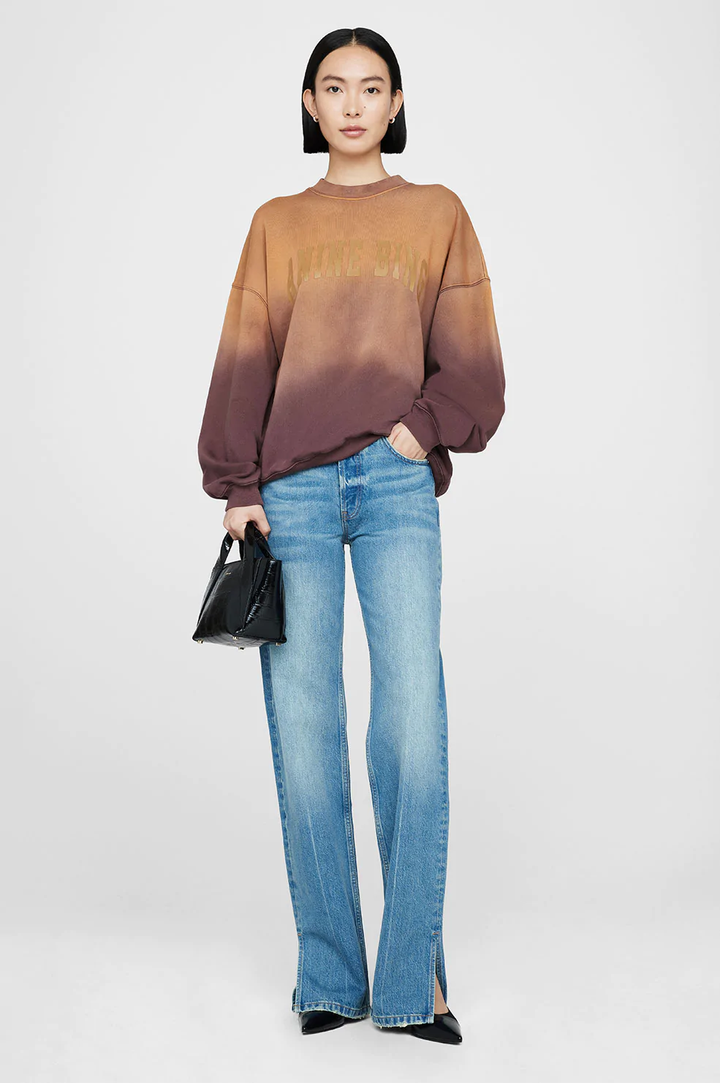 Anine Bing - Harvey Crew in Washed Faded Burgundy Graphic Sweatshirts